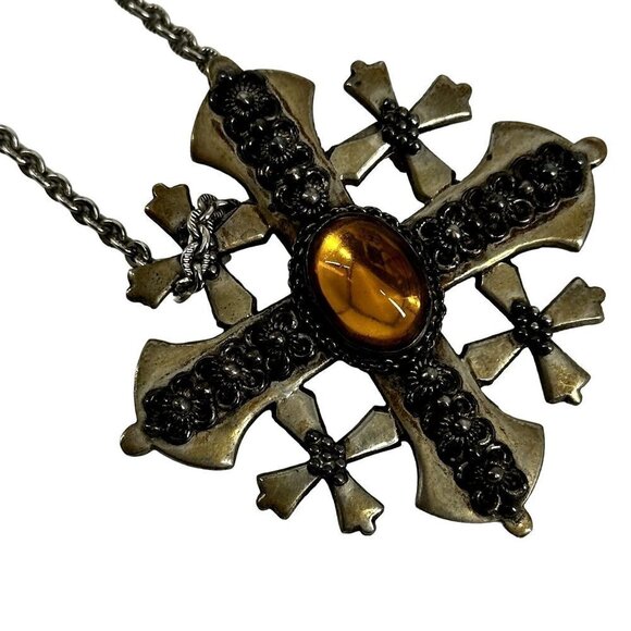 350 Silver Jordan Jerusalem Maltese Crusader Cross Pendent on Chain with box - Picture 1 of 16